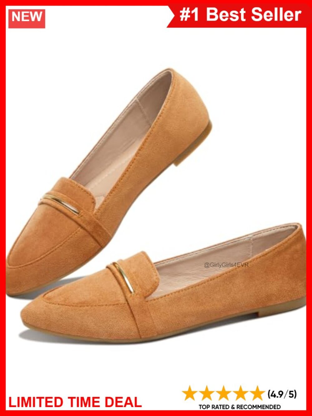Pointy Toe Faux Suede Penny Loafer Slip On Ballet Flats Work Shoes